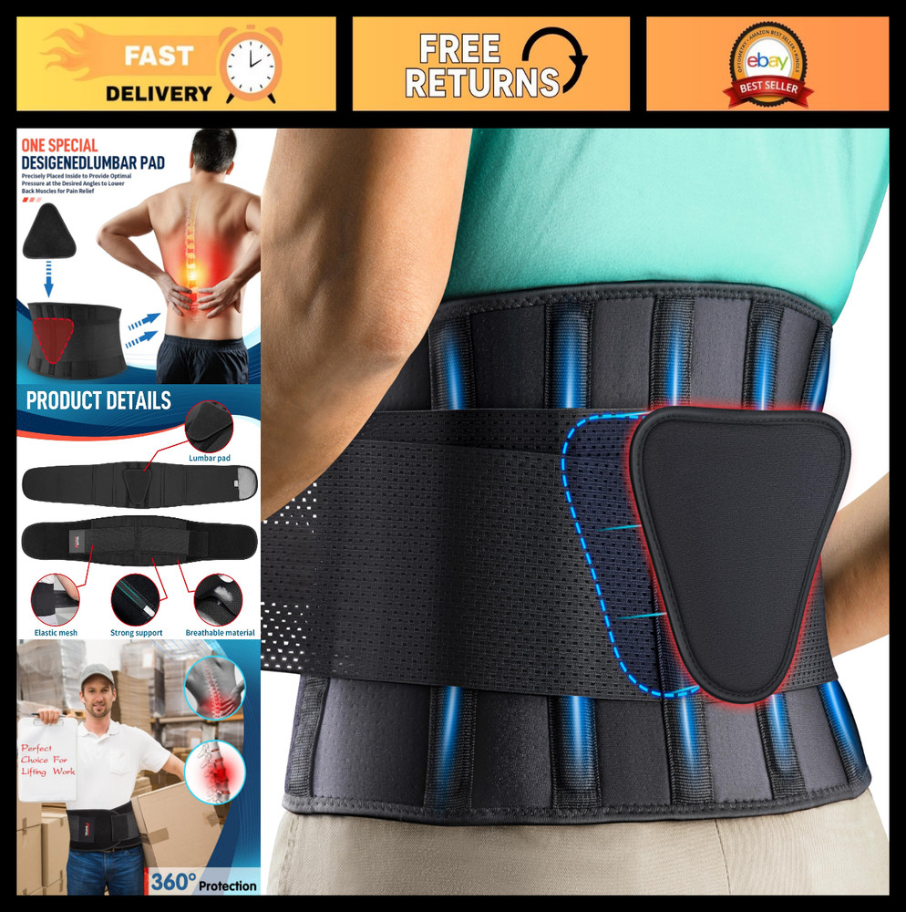 Lower Back Pain Relief Brace, Breathable Support Belt for Men & Women, Lumbar Pa