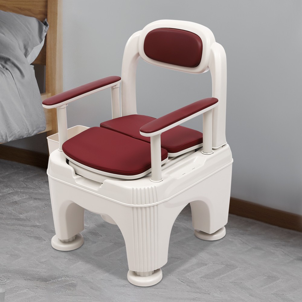 Bedside Toilet Portable Toilet Floor Standing Toilet W/Tissue Box 300kg/661.39lb