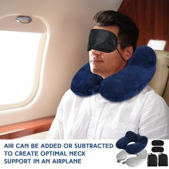 Sintuff 2 Pack Inflatable Travel Pillow for Light Gray and Dark Blue