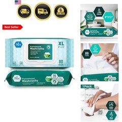 Disposable XL Premoistened Washcloths 8” x 12” Pack of 80 – Adult Cloth Wipes…