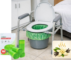 Vanilla Scented Commode Liners – 100pcs Disposable Bags | Universal Fit
