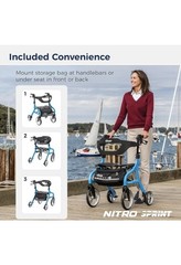 Drive Medical Nitro Sprint Rollator Walker Heavy Duty w/ Seat Blue