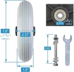 Wheelchair Caster/Wheels (Pair) 8 Inch 8″X 2″ (200X50) Solid Tire Wheel, Compati
