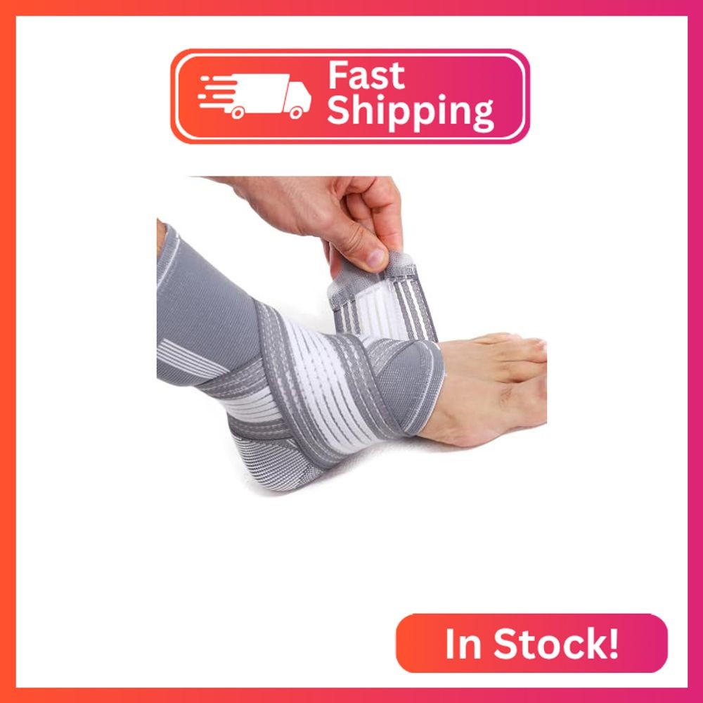 NeoTech Care Adjustable Ankle Support Brace (Gray, Size M, 1 Unit)