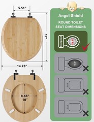 Round Bamboo Toilet Seat with Zinc Alloy Hinges, Easy to Install also Easy to…