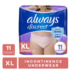 Always Discreet Incontinence Underwear Women, Postpartum Adult Diapers XL, 34 CT