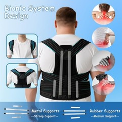 Plus Size Posture Corrector for Women & Men, Adjustable Back XXX-Large, Black