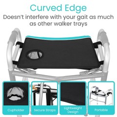 Vive Walker Tray for Folding – (w/Cup Holder) – Adult Mobility Black
