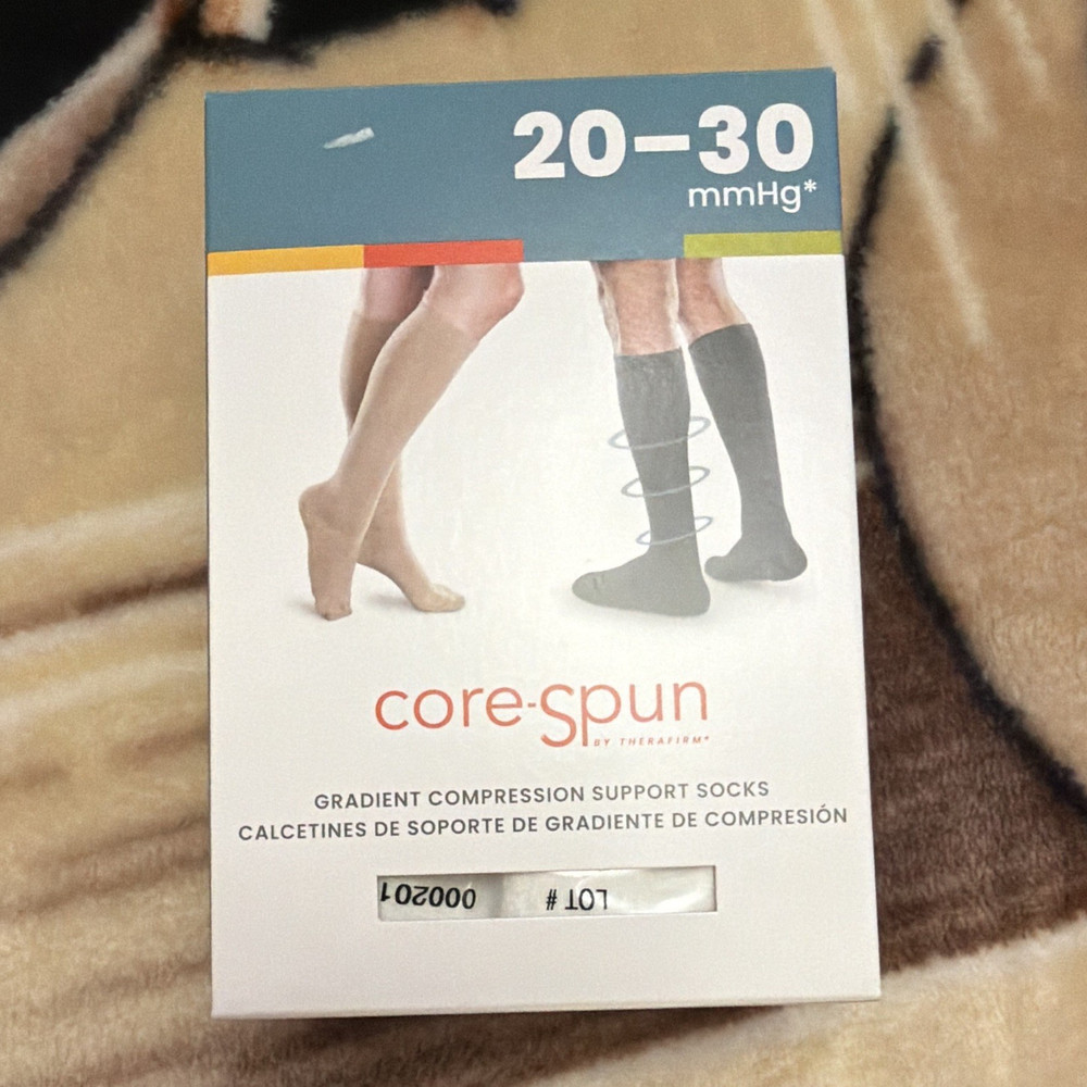 Therafirm Core-Spun Gradient Compression Socks 20-30 mmHg White MPN 18152