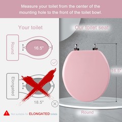 Pink Round Toilet Seat Natural Wood with Zinc Alloy Round,