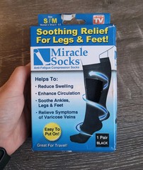 New ASOTV Anti Fatigue Compression Miracle Socks S/M Black 1 Pair Unisex