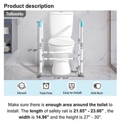 Toilet Safety Rails – Adjustable and Sturdy Handles (up to 400lbs.) NIB