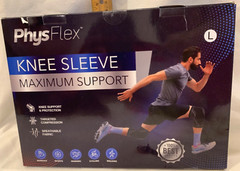 Knee Sleeve Max Support Compression Breathable Black Size L PhysFlex