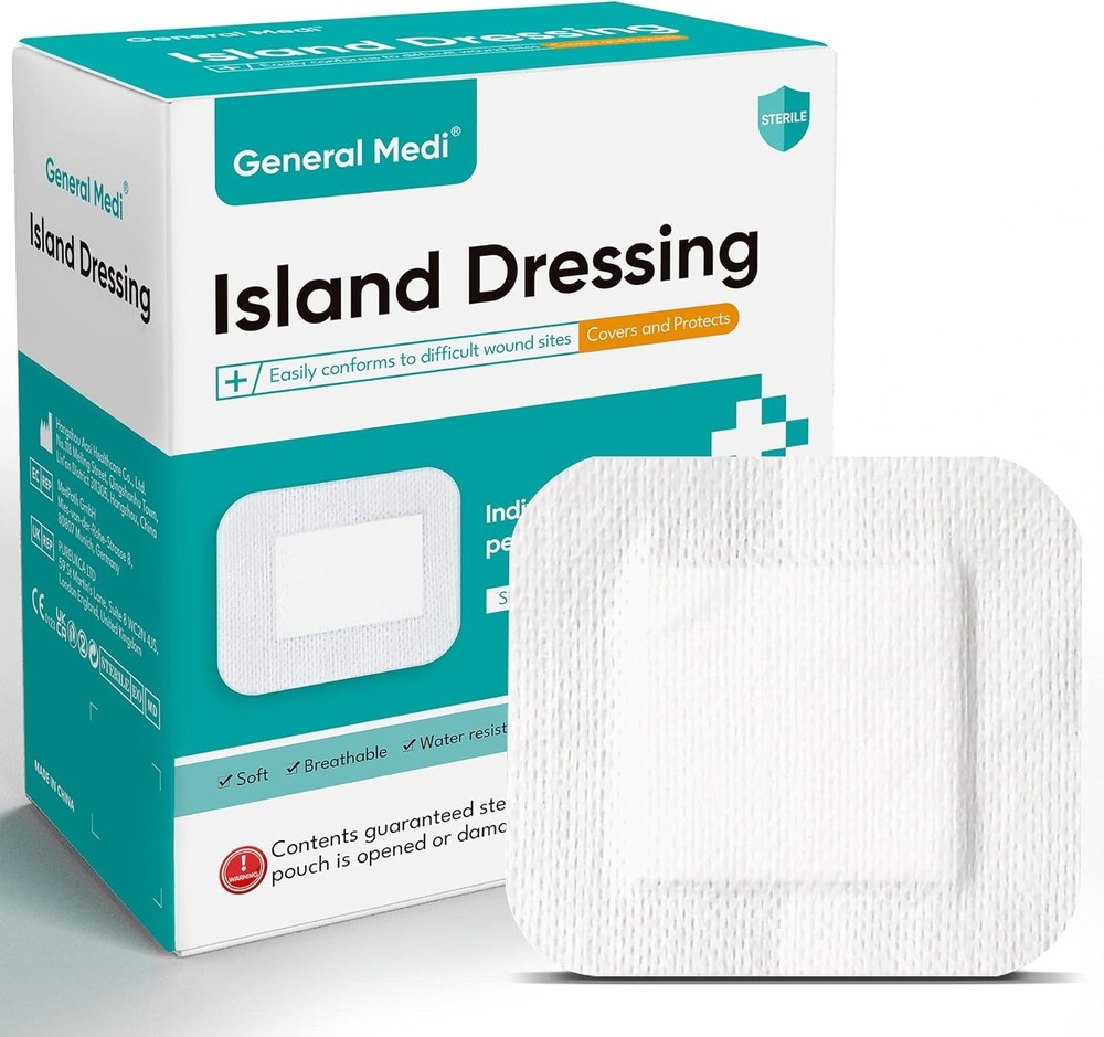 General Medi Sterile Island Dressing Bordered Gauze – 50 4 x 4(50 Count)