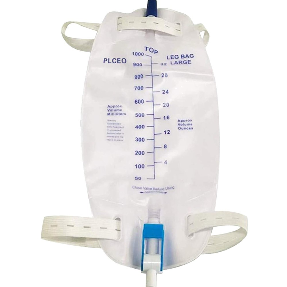 Easy-Tap Leg Bag Urinary Drainage Bag, 1000ml, Anti-Reflux Valve, Cloth Strap…