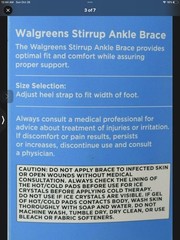 Walgreens Adjustable Stirrup Ankle Brace Fits Left or Right Foot One Size
