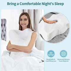 Cervical Neck Pillow Cooling Memory Foam – Orthopedic Contour Support for Side S