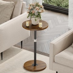 Asgolion Round Small Side Table Adjustable-Height Drink Table Pedestal Martini