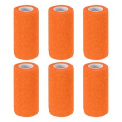 6Pcs 4″ x 177″ Self Adhesive Bandage Wrap Elastic Self Tape Orange