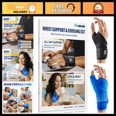 Wrist Brace & Ice Pack Wrap Set for Carpal Tunnel, Arthritis, Tendonitis Relief