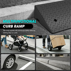 1Pcs 5.7″ Rise Rubber Curb Ramp Heavy Duty Loading Driveway Ramp Threshold Ramp