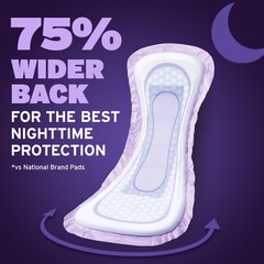 Overnight Incontinence & Postpartum Pads, Extra Coverage, 72 Count, 8 Drop Absor