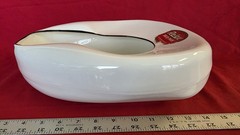 Vintage 1940s Jones Relax White Black Edge Porcelain Enamel Metal Bed Pan