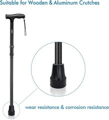 Skid-Resistant Cane Tips, 3/4 Inch, Black – Durable Rubber & Metal Reinforced