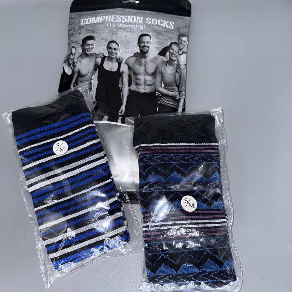 Unbranded unisex multicolor compression socks size S/M (15-20mmHg)