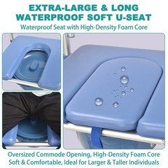 Irtme Bedside Commode Wheelchair with Drop Arms & Lockable Casters, Shower Chair