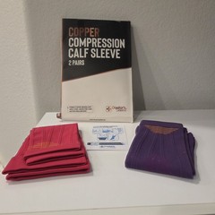 Doctors Select 2 Pairs Copper Calf Leg Compression Sleeve XXL Pink Purple Unisex