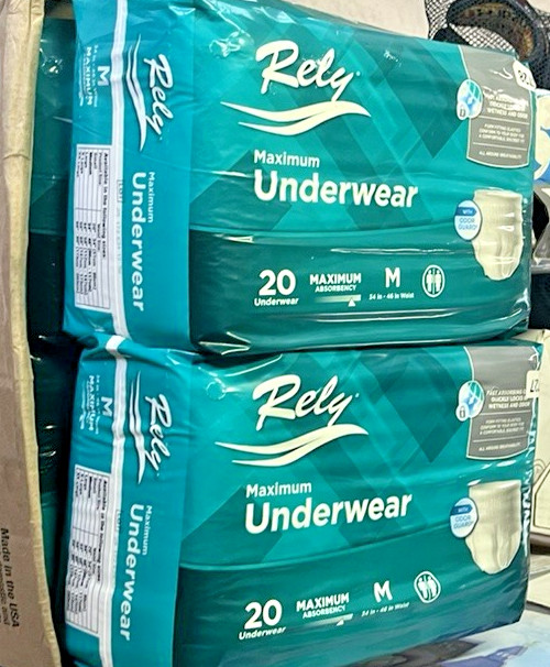 Rely Maximum Absorbency Underwear Medium 20 Count Adult Protective 2 Packs