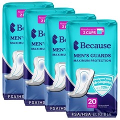 Because Premium Guards for Men – 80 Count 80 (4 Packs of 20), White