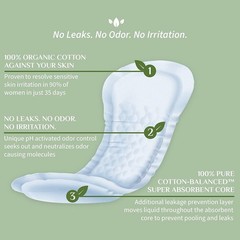 Organyc Organic Cotton Pads for Bladder Leaks Ultra Absorbent 20 Count