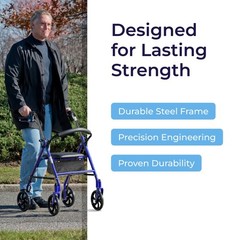Drive Medical Rollator Walker with Seat – Stable 1 Count (Pack of 1), Blue