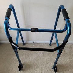 1 Button Folding Walker, 2 front Wheel, 4 Legs Height Adjustment from 32-37 inch