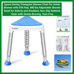 Space-Saving Triangular Shower Chair for Inside Shower with EVA Pad, 400 lbs …