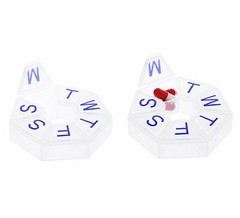 Premium Weekly Pill Organizer Clear 7 Sided Case for Daily Supplements 2 pack