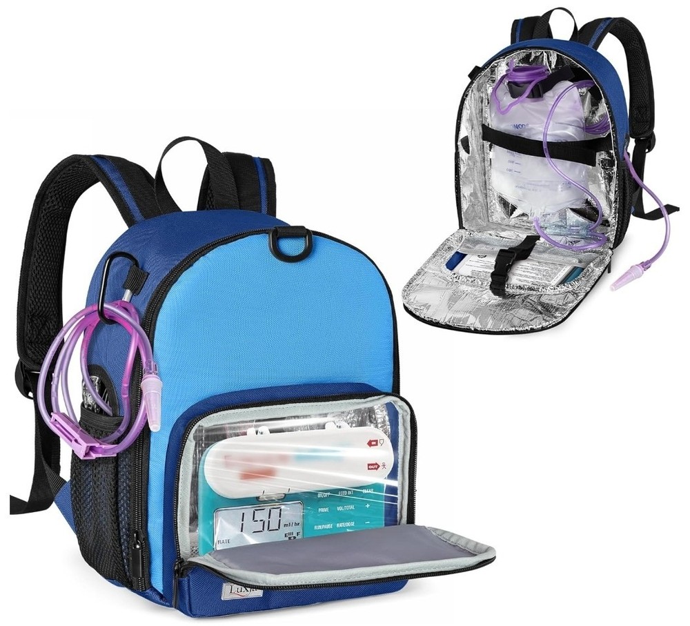 Feeding Tube Backpack Fits 500Ml Bag and Enteral Feeding Pump (Compatible with E