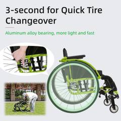 All Aluminum Foldable Lightweight Wheelchair, Adult Sport Wheelchair, 24″ Quick