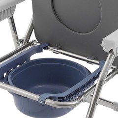 150kg/330.69 lbs Foldable Toilet Chair w/ Padded Seat Plate and Toilet Bucket