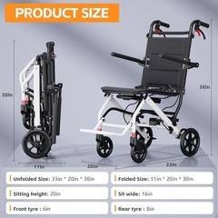 Lightweight Wheelchair with Adjustable Push Handle | Perfect for Easy Transport