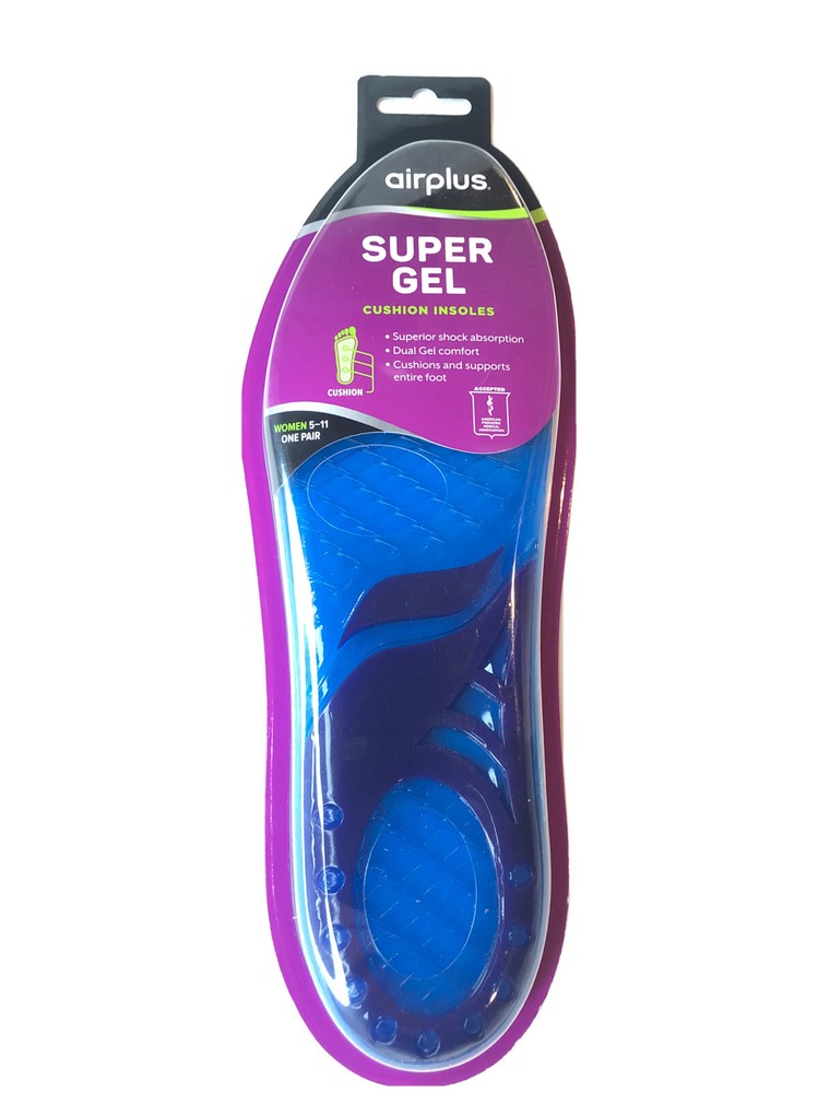 Airplus Shock absorption Super Gel Cushion Insole Women’s 5-11 {Pack of 1 Pair}