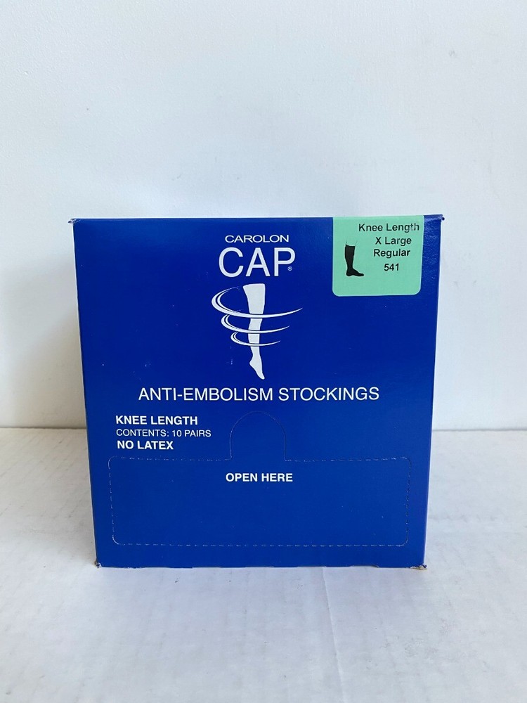 1 Box/10 Carolon CAP 541 Knee Length X-Large Regular Anti-Embolism Stockings NEW