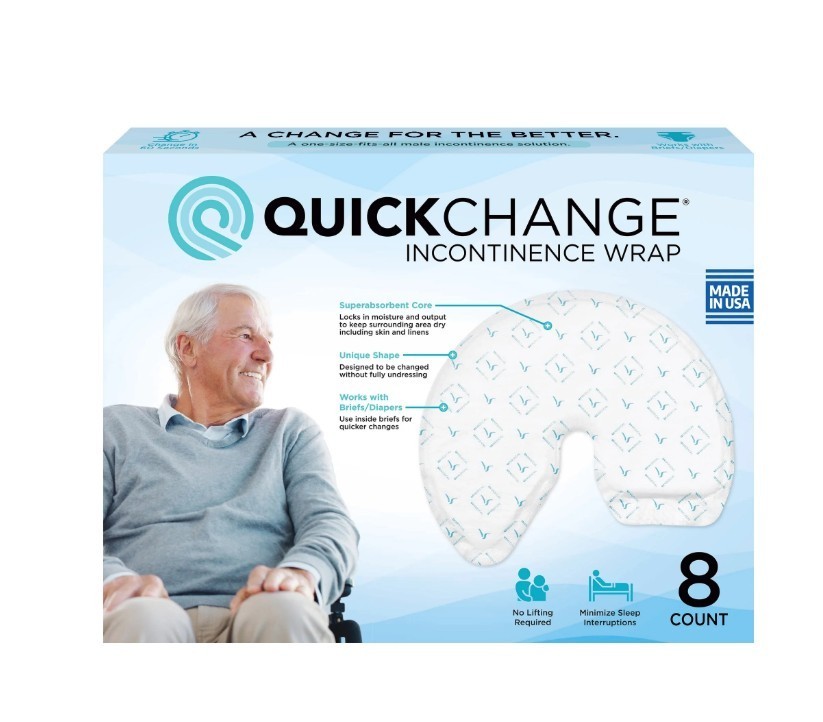 QuickChange Male Maximum Absorbency Incontinence Wrap, One-Size, 8 Count