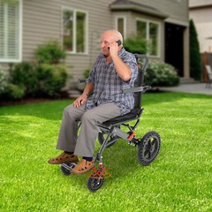 Foldable Wheeled Transport Chair 40*40cm Seat Size 270° Rotating Armrest Chair