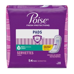 Incontinence Pads for Women, 3 Drop Light Absorbency, Regular Length, 54 Count