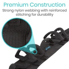 Vive Gait Belt (300lbs) Transfer with Handles 1 Count (Pack of 1), Black