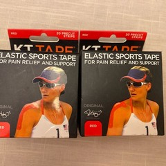 KT Tape Strips Red Original Cotton Breathable Fabric 20 Strips 2 Boxes