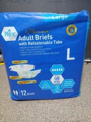 Med PRIDE Premium Adult Briefs with Refasteable Tabs Large 12 Briefs